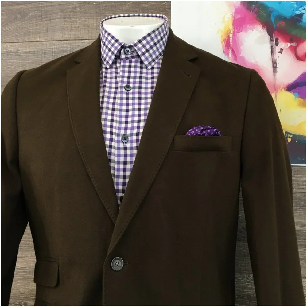 New Kroon Mens Blazer Sport Coat Two Button Jacket Canvas Cotton Size 42L Casual